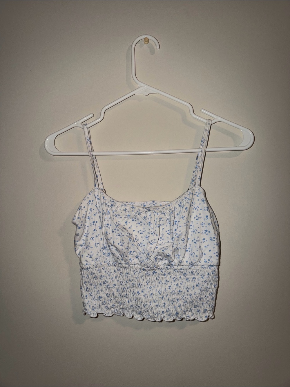 Abercrombie and Fitch White Smocked Crop Top
